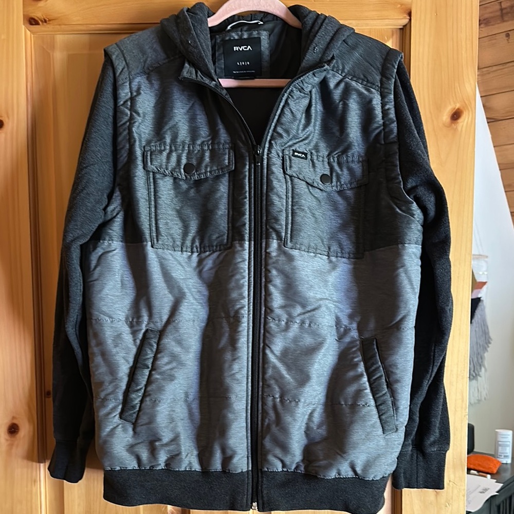 RVCA Men's Gray Hooded Jacket
